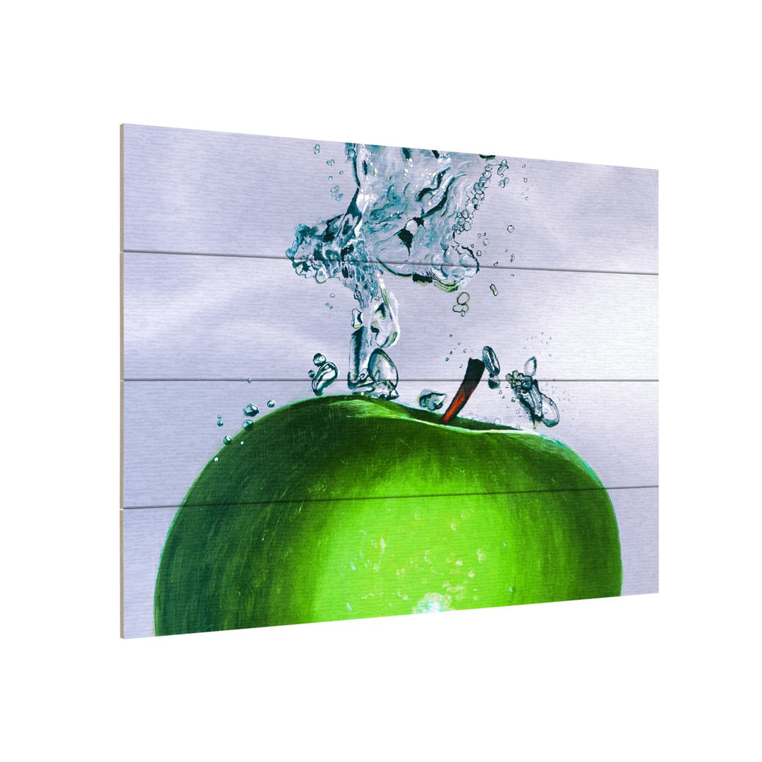 Wall Art 12 x 16 Inches Titled Apple Splash II Ready to Hang Printed on Wooden Planks Image 3