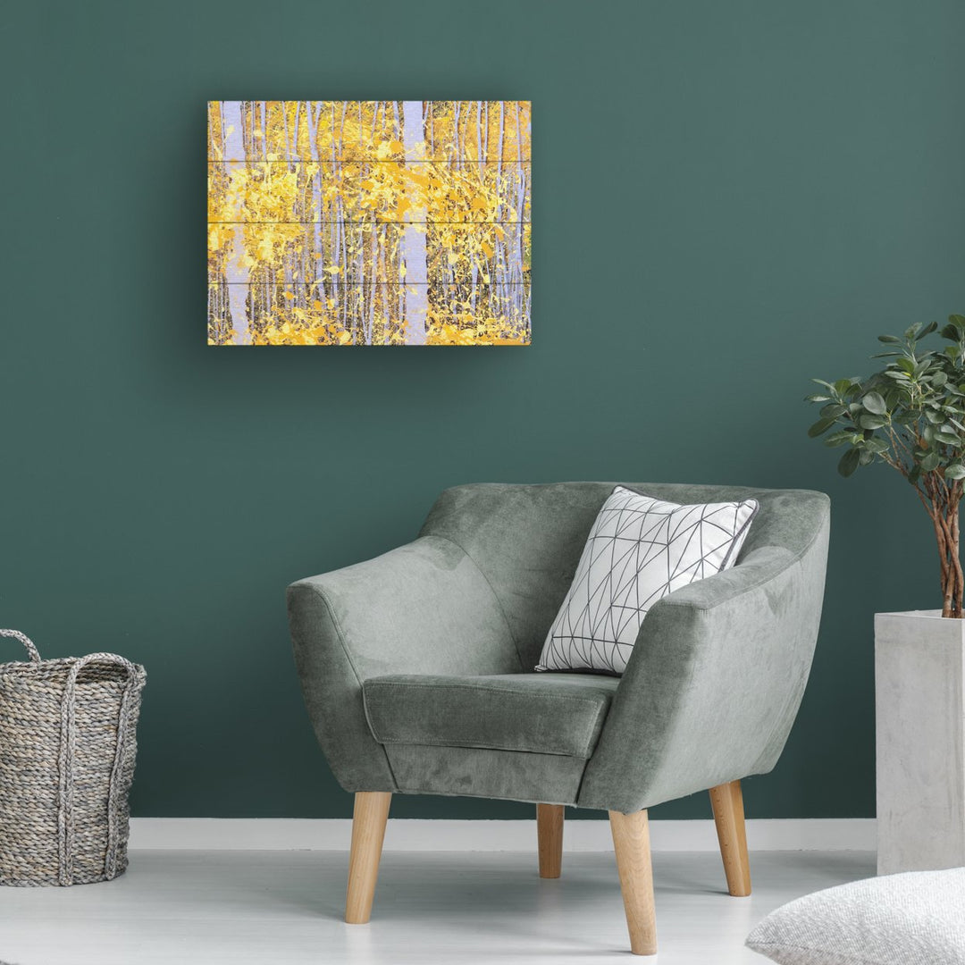 Wall Art 12 x 16 Inches Titled PanorAspens Grey Forest Ready to Hang Printed on Wooden Planks Image 1