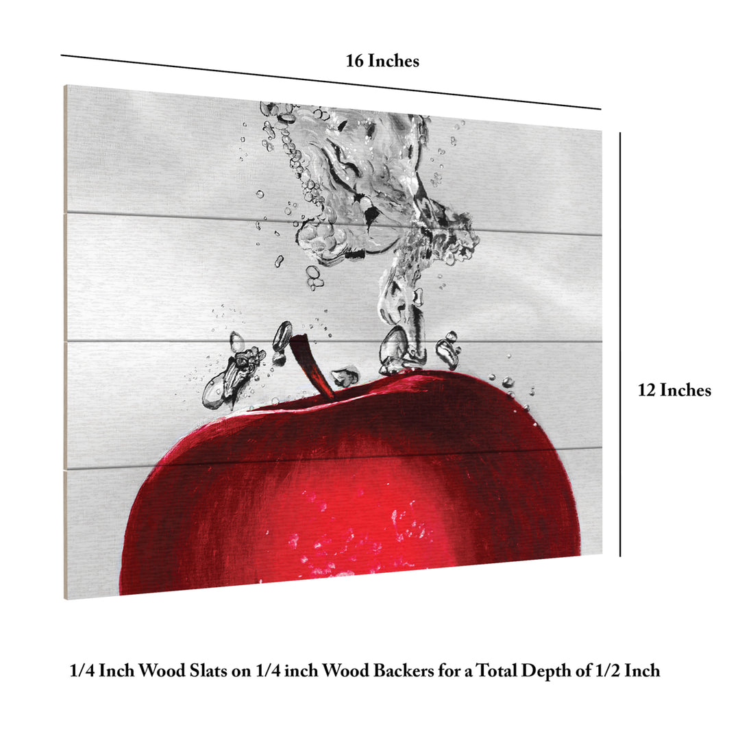 Wall Art 12 x 16 Inches Titled Red Apple Splash Ready to Hang Printed on Wooden Planks Image 6