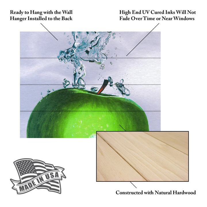 Wall Art 12 x 16 Inches Titled Apple Splash II Ready to Hang Printed on Wooden Planks Image 5