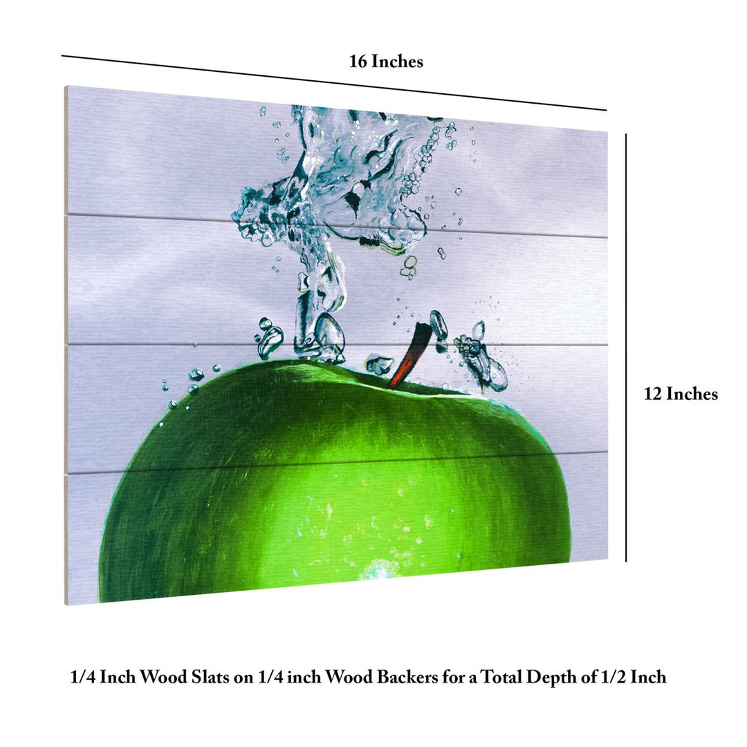 Wall Art 12 x 16 Inches Titled Apple Splash II Ready to Hang Printed on Wooden Planks Image 6