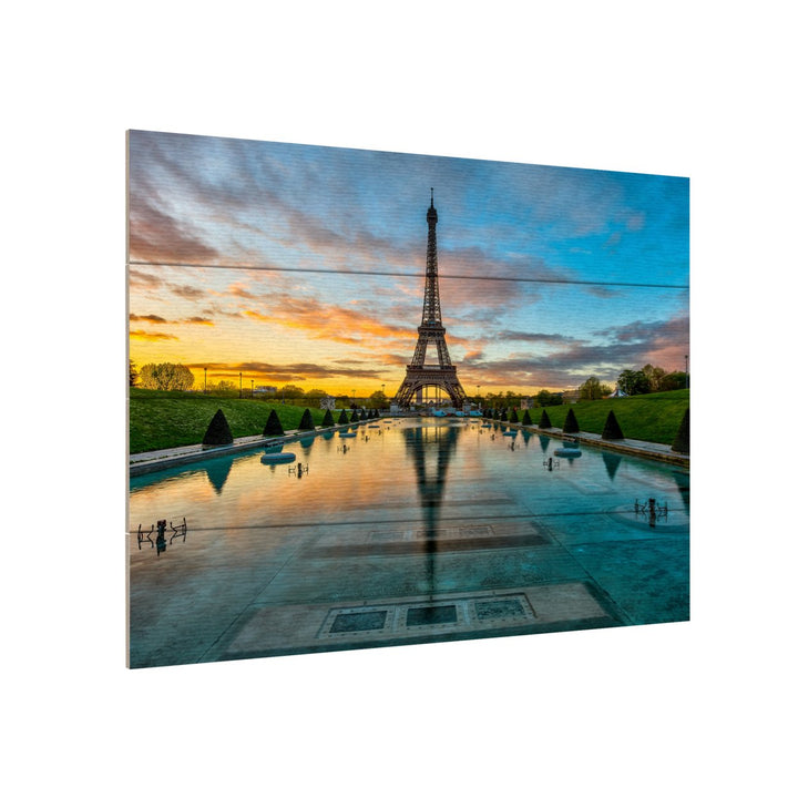 Wall Art 12 x 16 Inches Titled Sunrise in Paris Ready to Hang Printed on Wooden Planks Image 3