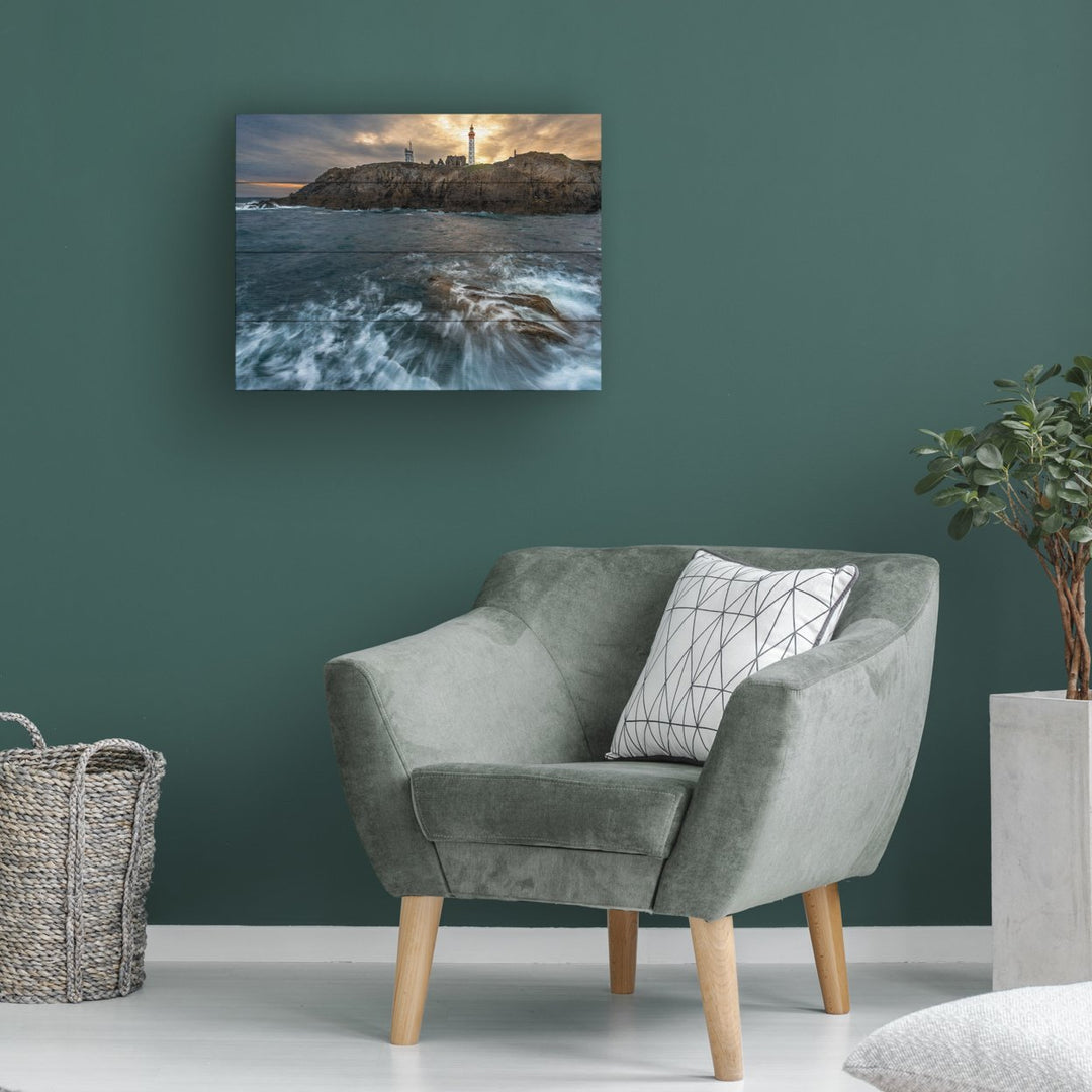 Wall Art 12 x 16 Inches Titled The Lighthouse Ready to Hang Printed on Wooden Planks Image 1