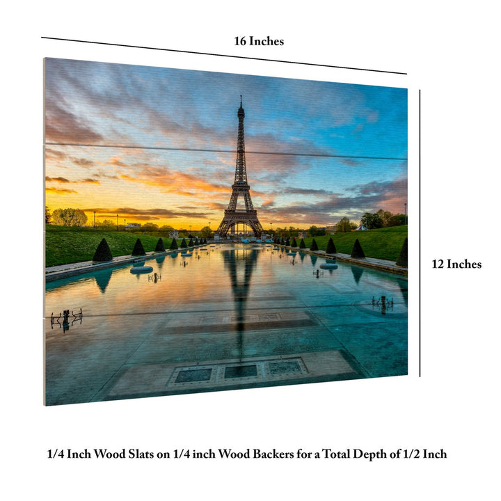 Wall Art 12 x 16 Inches Titled Sunrise in Paris Ready to Hang Printed on Wooden Planks Image 6