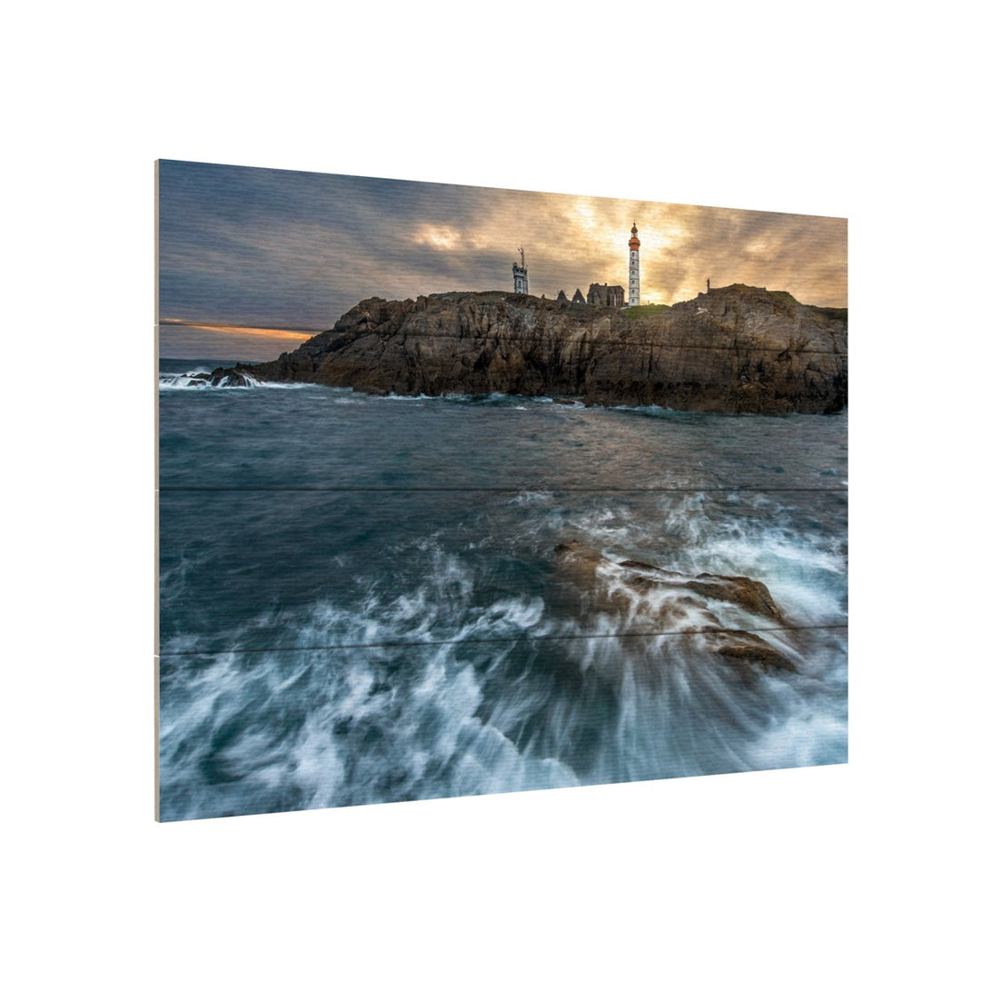 Wall Art 12 x 16 Inches Titled The Lighthouse Ready to Hang Printed on Wooden Planks Image 3