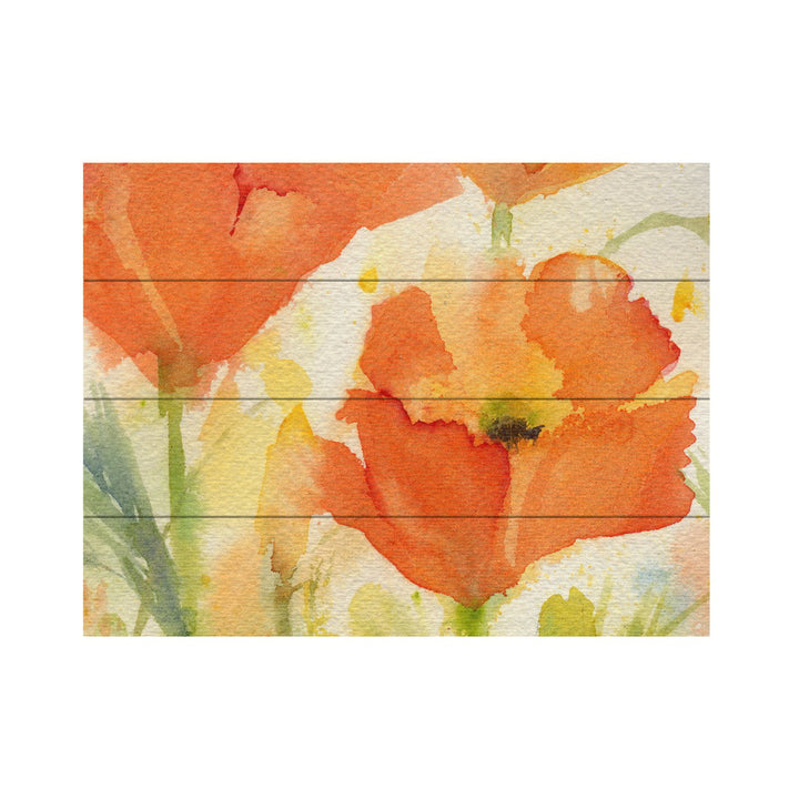 Wall Art 12 x 16 Inches Titled Field of Poppies Golden Ready to Hang Printed on Wooden Planks Image 2