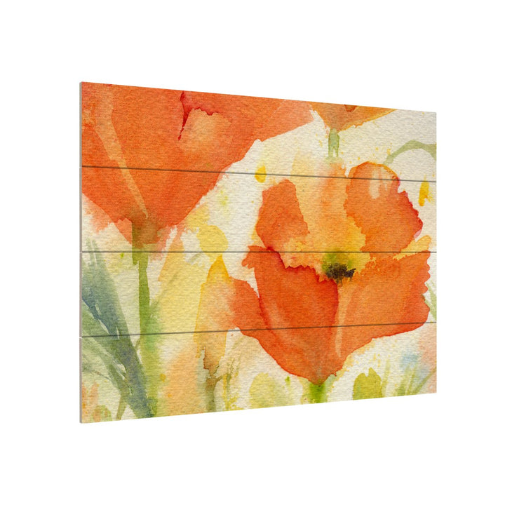 Wall Art 12 x 16 Inches Titled Field of Poppies Golden Ready to Hang Printed on Wooden Planks Image 3