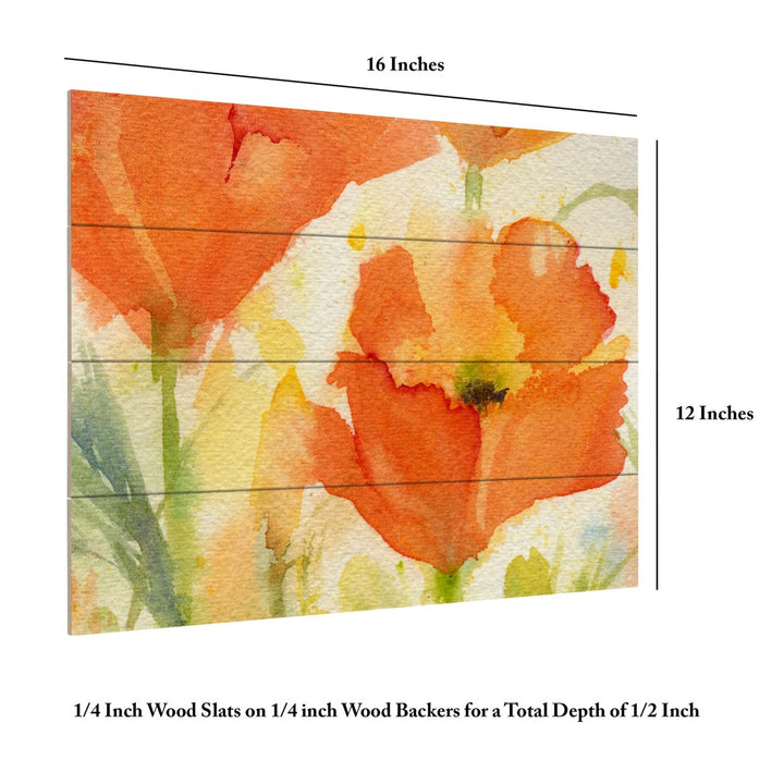 Wall Art 12 x 16 Inches Titled Field of Poppies Golden Ready to Hang Printed on Wooden Planks Image 6