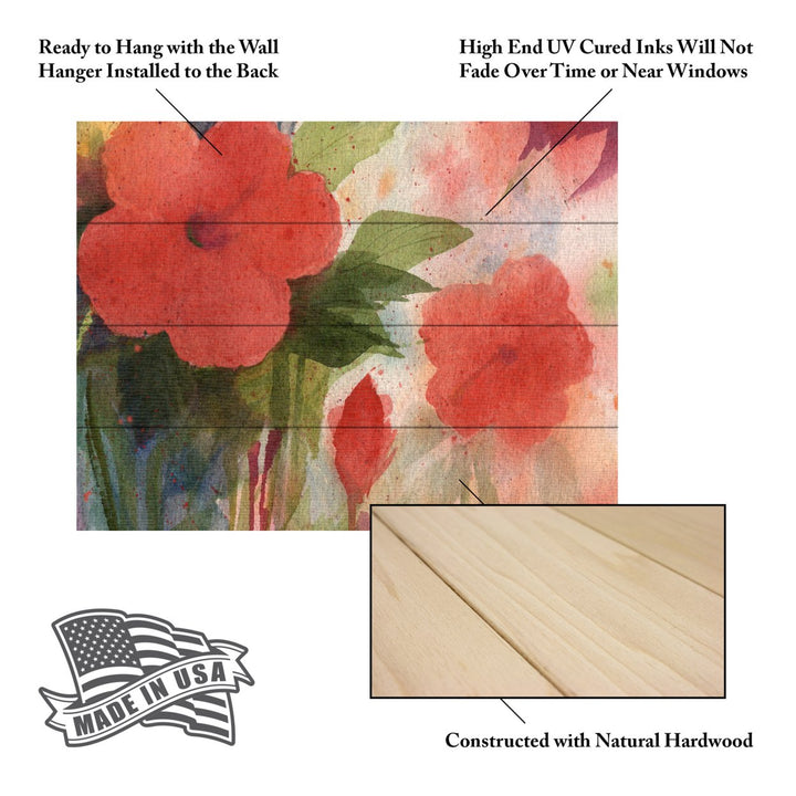 Wall Art 12 x 16 Inches Titled Red Blossoms Ready to Hang Printed on Wooden Planks Image 5