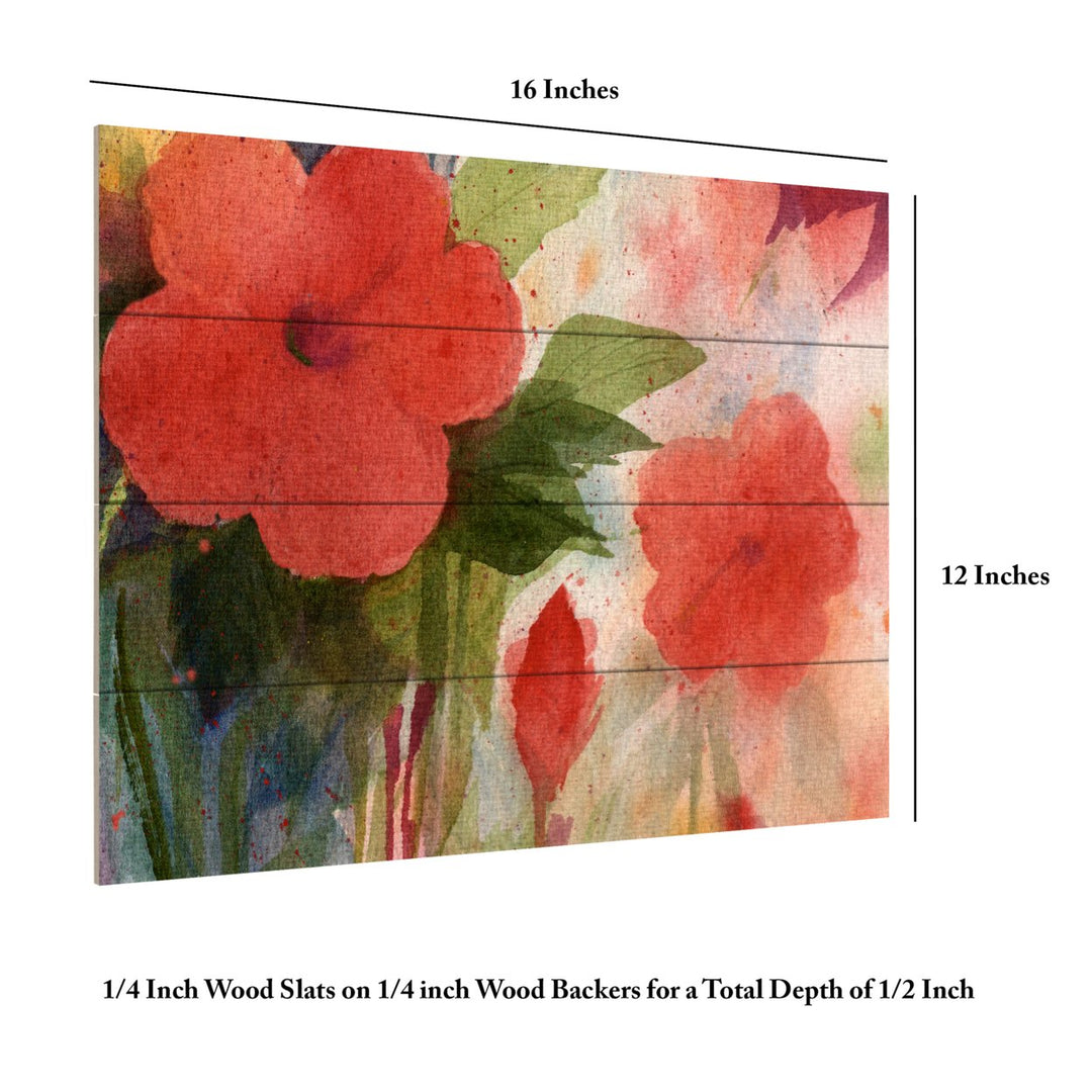 Wall Art 12 x 16 Inches Titled Red Blossoms Ready to Hang Printed on Wooden Planks Image 6