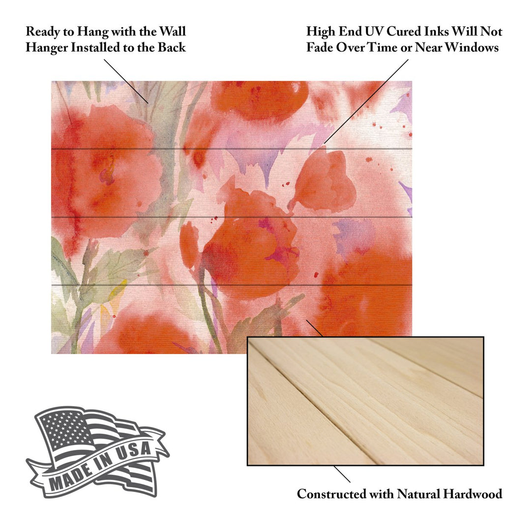 Wall Art 12 x 16 Inches Titled Crimson Field Ready to Hang Printed on Wooden Planks Image 5