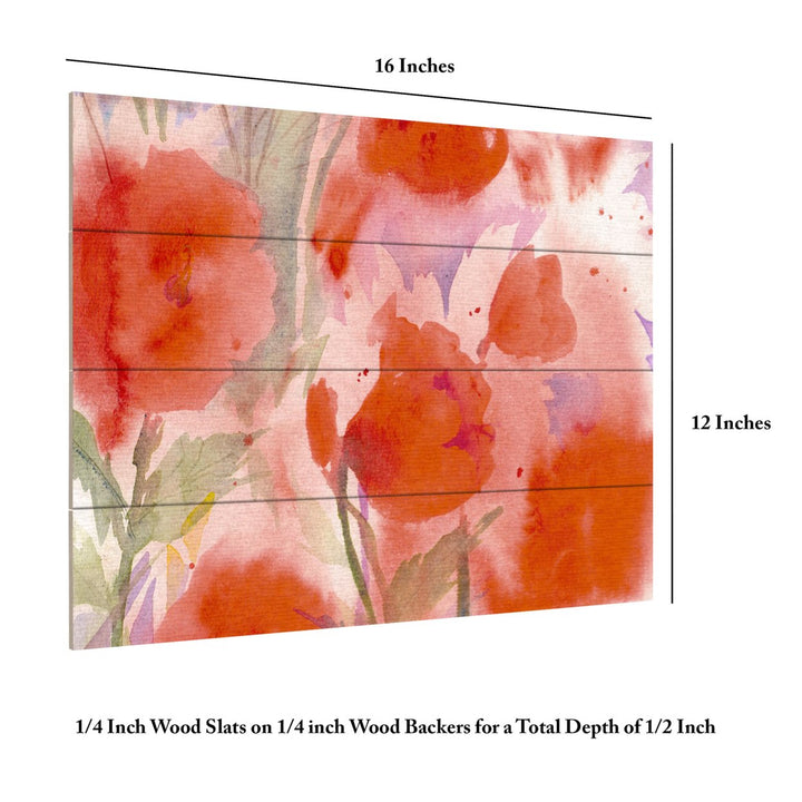 Wall Art 12 x 16 Inches Titled Crimson Field Ready to Hang Printed on Wooden Planks Image 6
