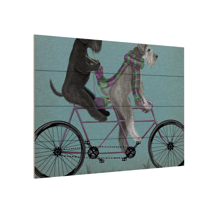 Wall Art 12 x 16 Inches Titled Schnauzer Tandem Ready to Hang Printed on Wooden Planks Image 3