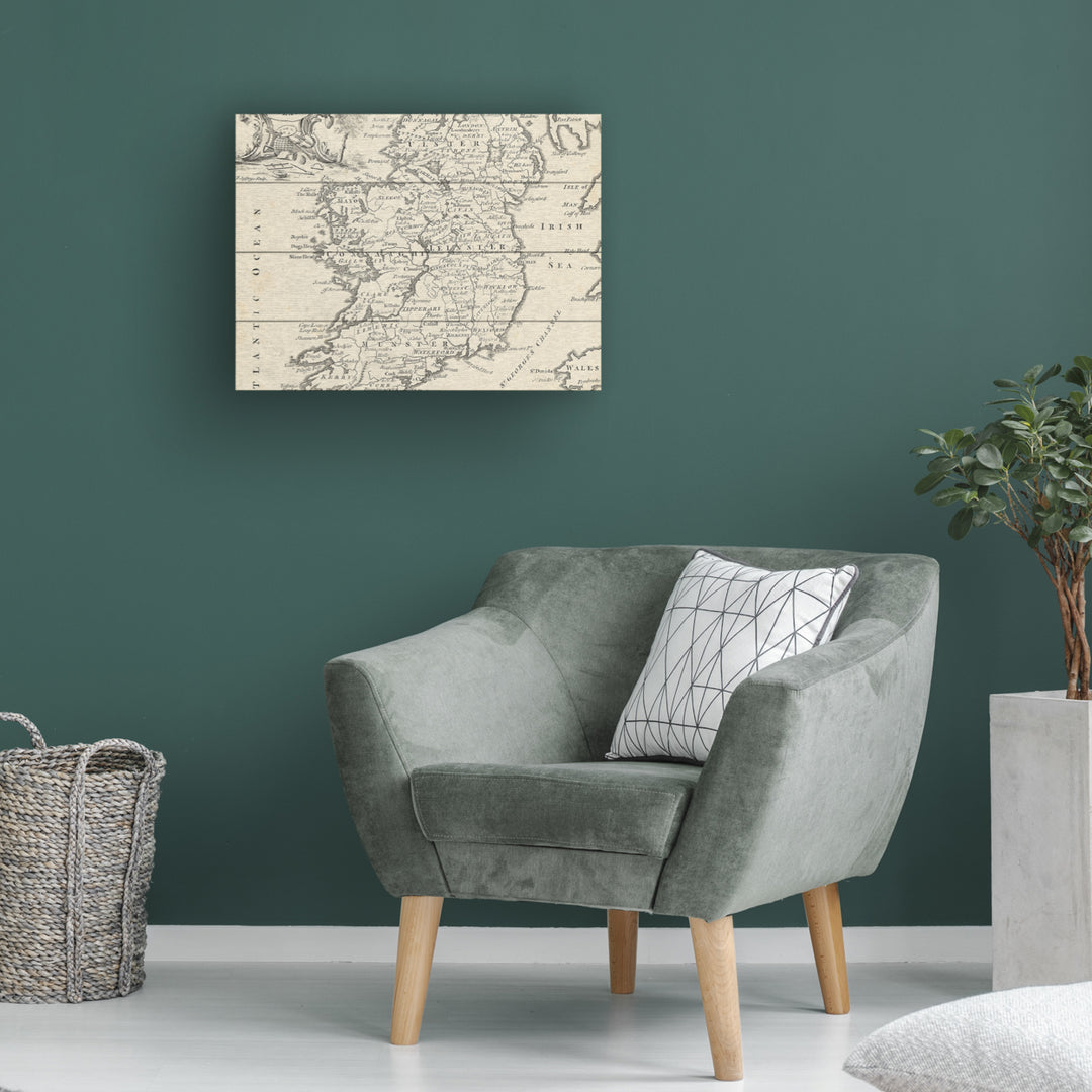 Wall Art 12 x 16 Inches Titled Map Of Ireland Ready to Hang Printed on Wooden Planks Image 1