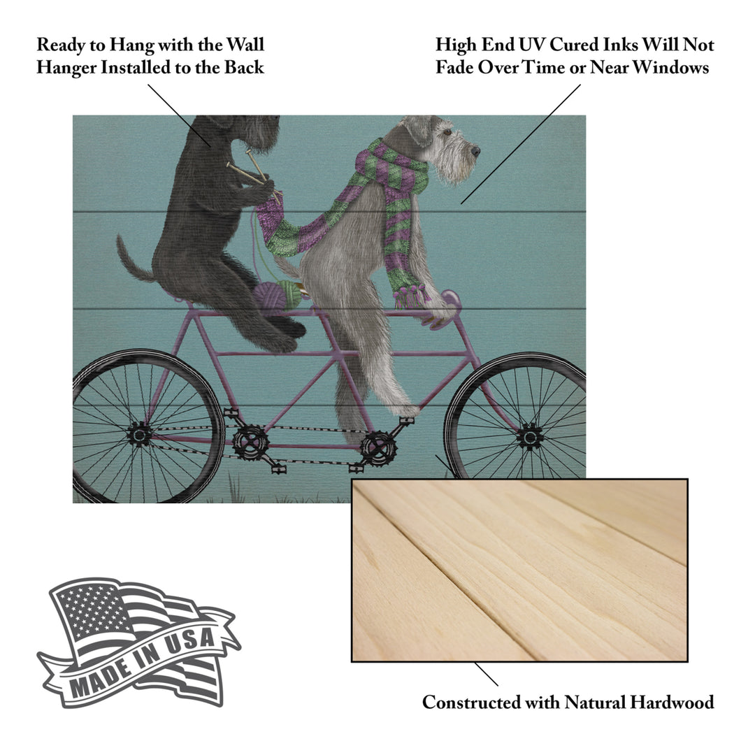 Wall Art 12 x 16 Inches Titled Schnauzer Tandem Ready to Hang Printed on Wooden Planks Image 5