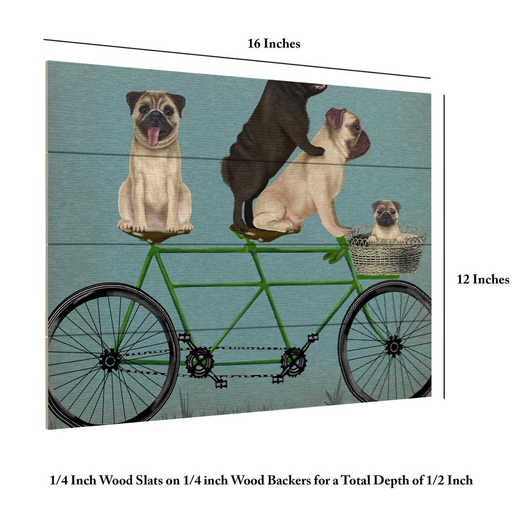 Wall Art 12 x 16 Inches Titled Pug Tandem Ready to Hang Printed on Wooden Planks Image 6