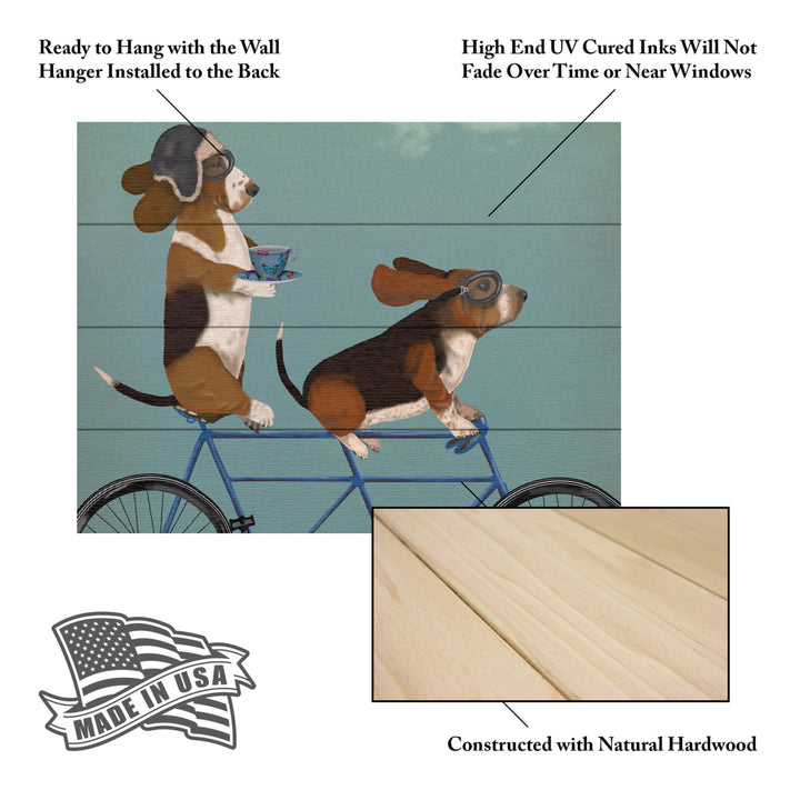 Wall Art 12 x 16 Inches Titled Basset Hound Tandem Ready to Hang Printed on Wooden Planks Image 5