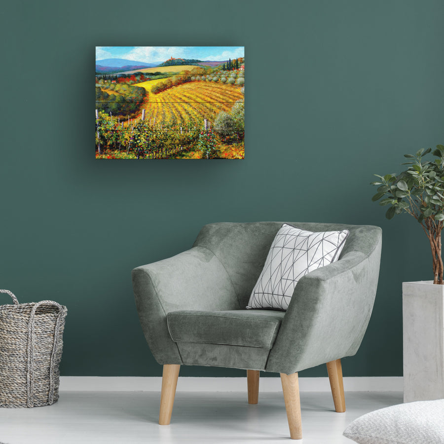 Wall Art 12 x 16 Inches Titled Chianti Vineyards Ready to Hang Printed on Wooden Planks Image 1
