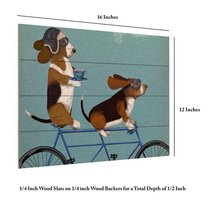 Wall Art 12 x 16 Inches Titled Basset Hound Tandem Ready to Hang Printed on Wooden Planks Image 6