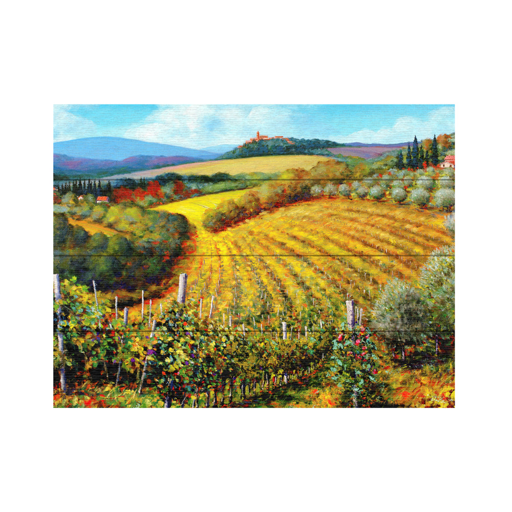 Wall Art 12 x 16 Inches Titled Chianti Vineyards Ready to Hang Printed on Wooden Planks Image 2