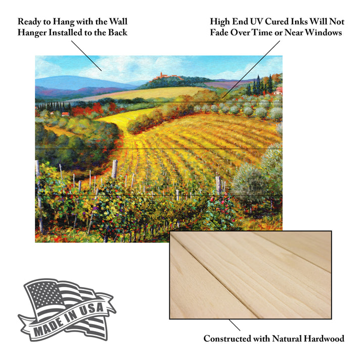 Wall Art 12 x 16 Inches Titled Chianti Vineyards Ready to Hang Printed on Wooden Planks Image 5