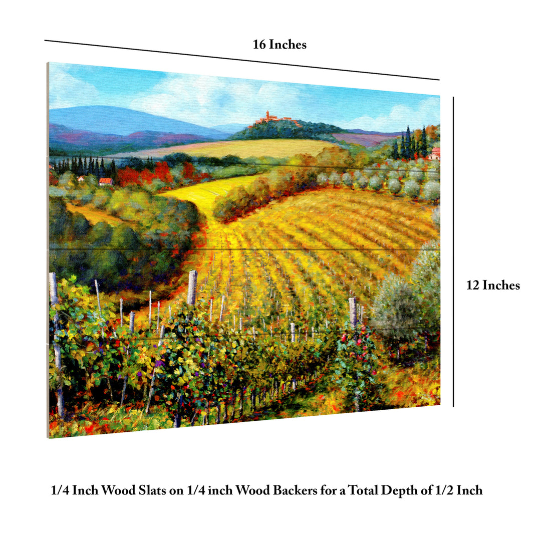 Wall Art 12 x 16 Inches Titled Chianti Vineyards Ready to Hang Printed on Wooden Planks Image 6