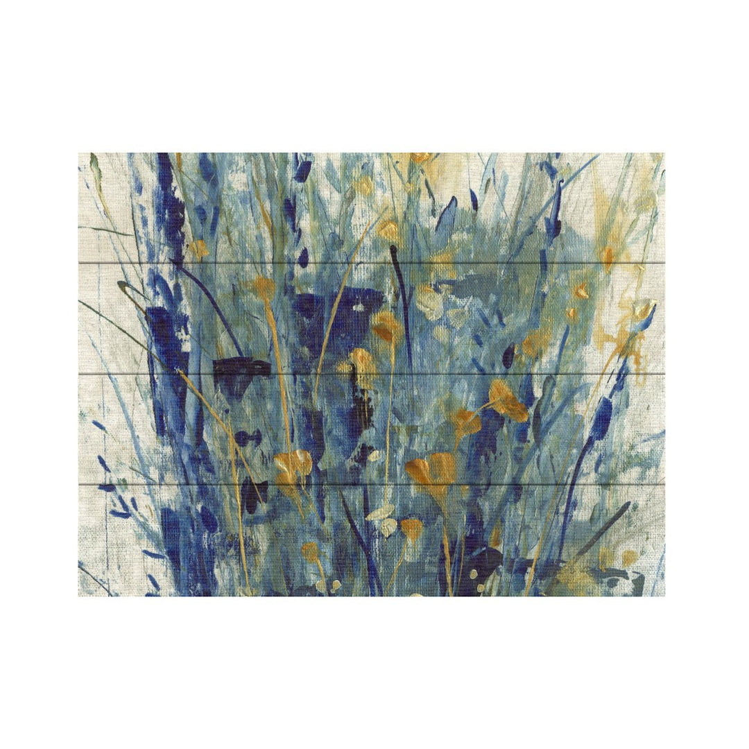 Wall Art 12 x 16 Inches Titled Indigo Floral Ii Ready to Hang Printed on Wooden Planks Image 2