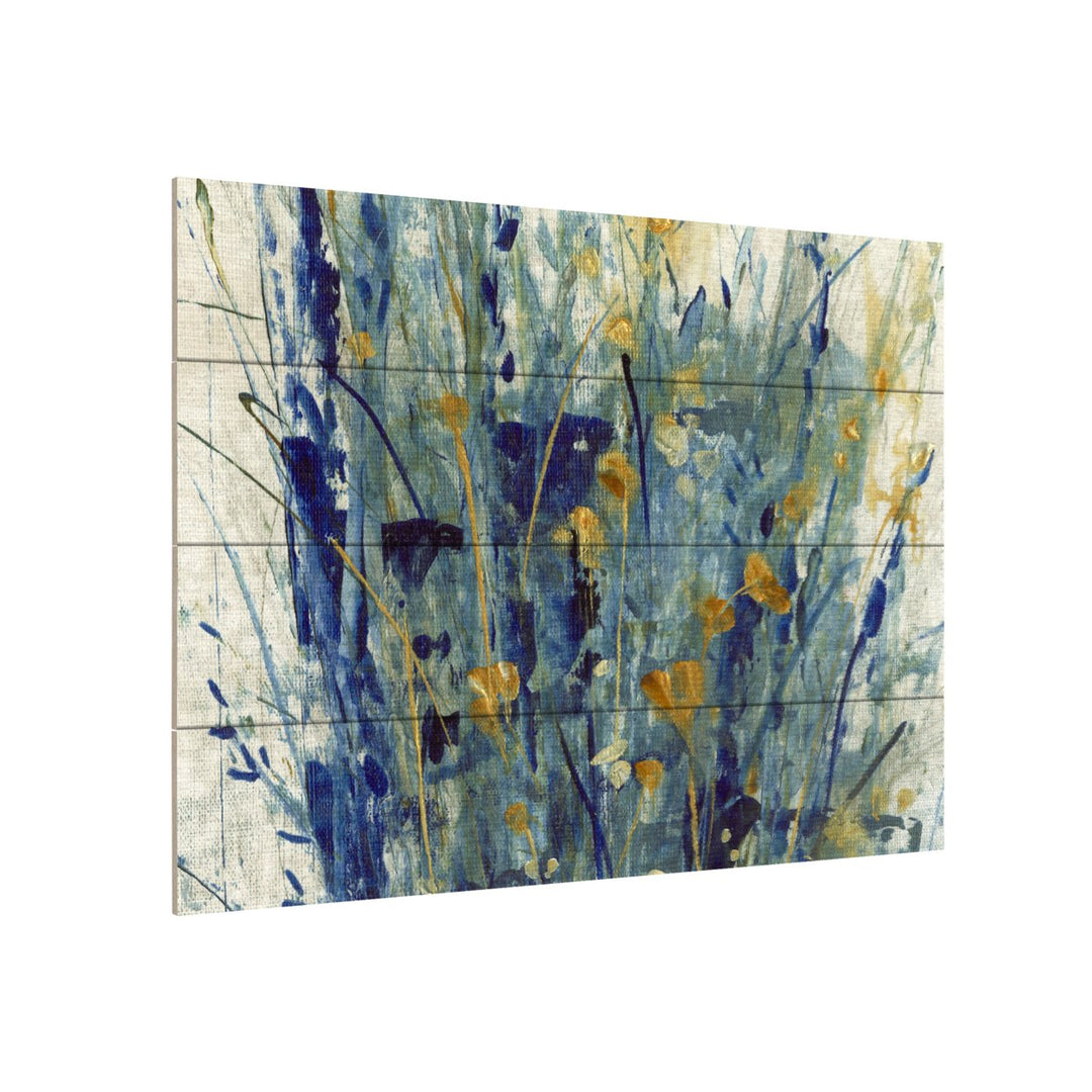 Wall Art 12 x 16 Inches Titled Indigo Floral Ii Ready to Hang Printed on Wooden Planks Image 3