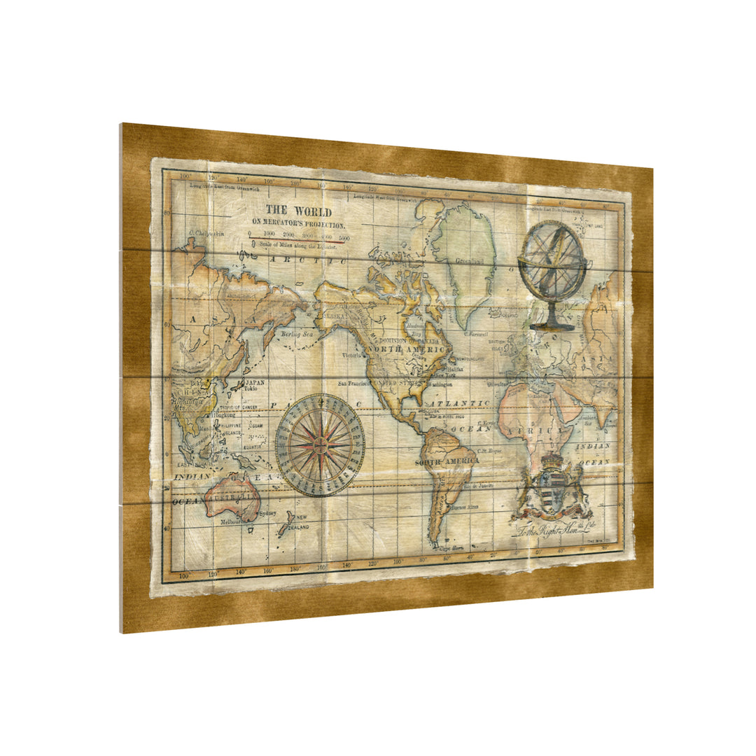 Wall Art 12 x 16 Inches Titled Antique World Map Framed Ready to Hang Printed on Wooden Planks Image 3