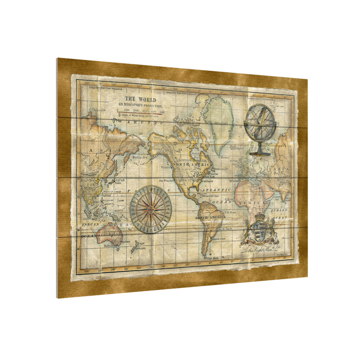 Wall Art 12 x 16 Inches Titled Antique World Map Framed Ready to Hang Printed on Wooden Planks Image 3