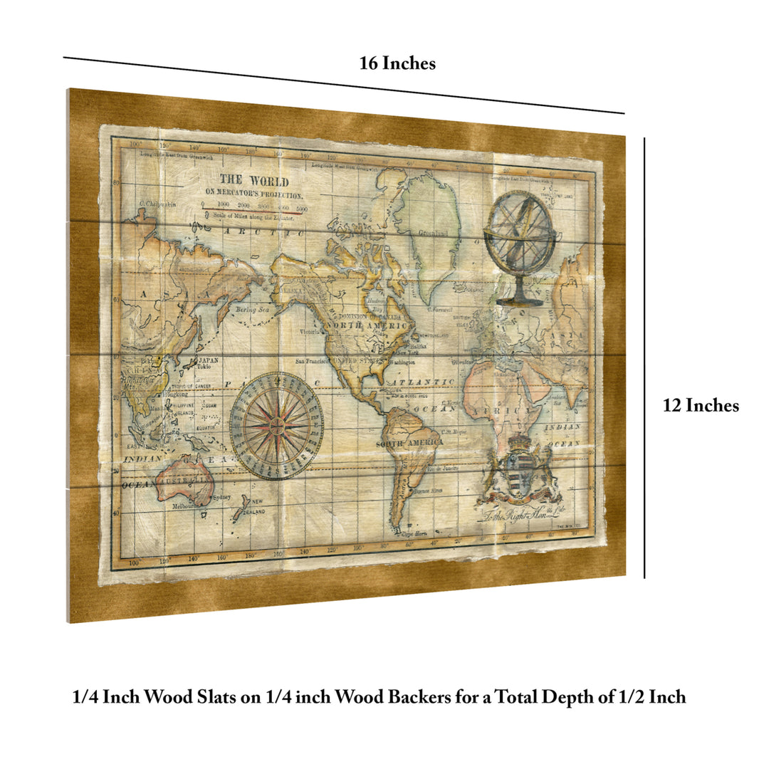 Wall Art 12 x 16 Inches Titled Antique World Map Framed Ready to Hang Printed on Wooden Planks Image 6