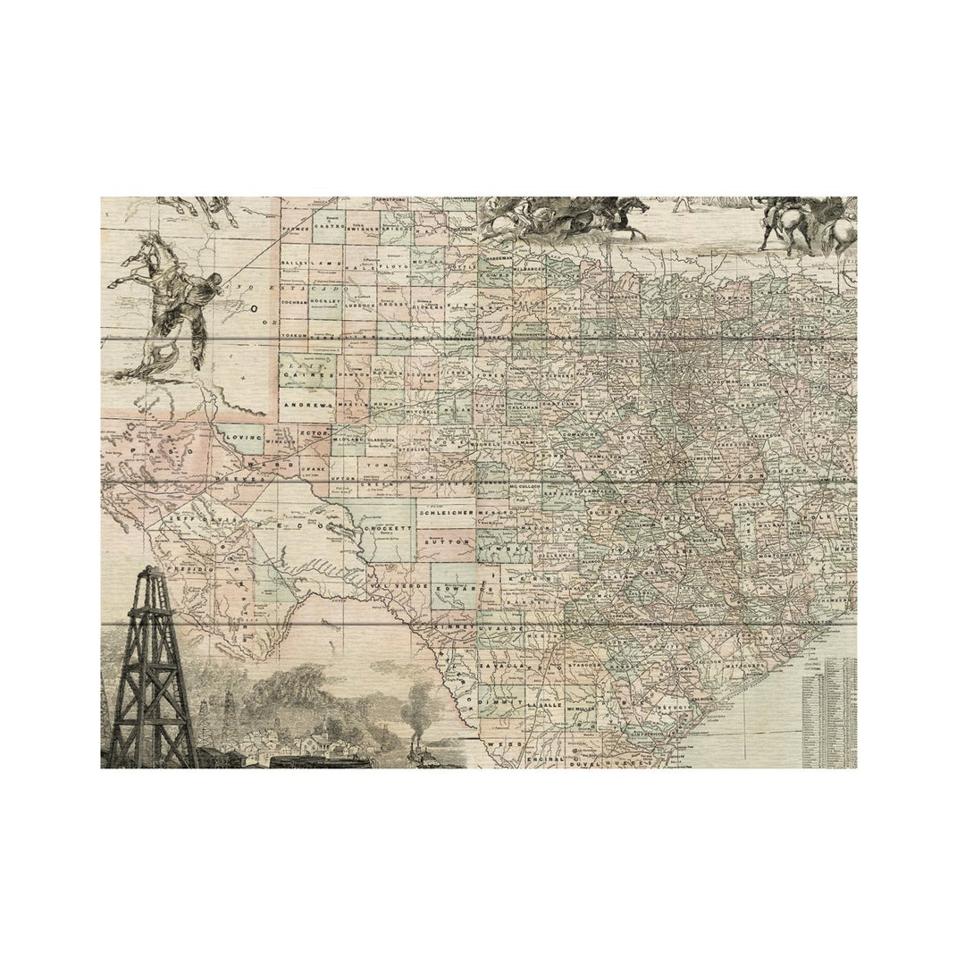 Wall Art 12 x 16 Inches Titled Map Of Texas Ready to Hang Printed on Wooden Planks Image 2