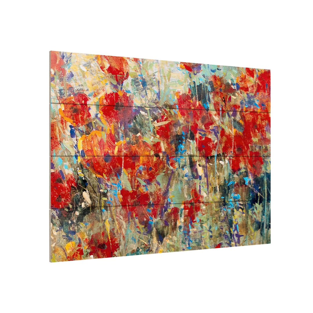 Wall Art 12 x 16 Inches Titled Red Poppy Field Ii Ready to Hang Printed on Wooden Planks Image 3