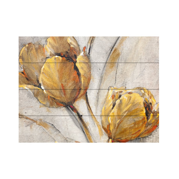 Wall Art 12 x 16 Inches Titled Golden Poppies On Taupe I Ready to Hang Printed on Wooden Planks Image 2