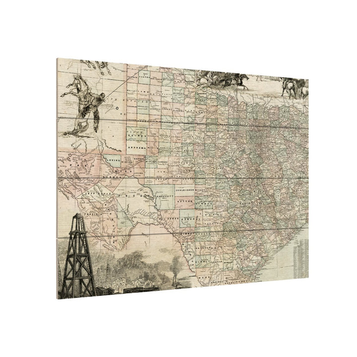 Wall Art 12 x 16 Inches Titled Map Of Texas Ready to Hang Printed on Wooden Planks Image 3