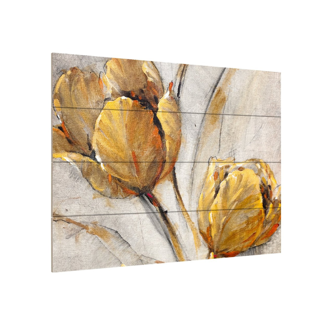 Wall Art 12 x 16 Inches Titled Golden Poppies On Taupe I Ready to Hang Printed on Wooden Planks Image 3