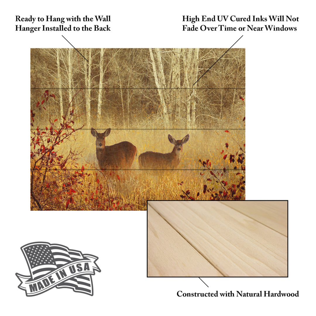 Wall Art 12 x 16 Inches Titled Foggy Deer Ready to Hang Printed on Wooden Planks Image 5