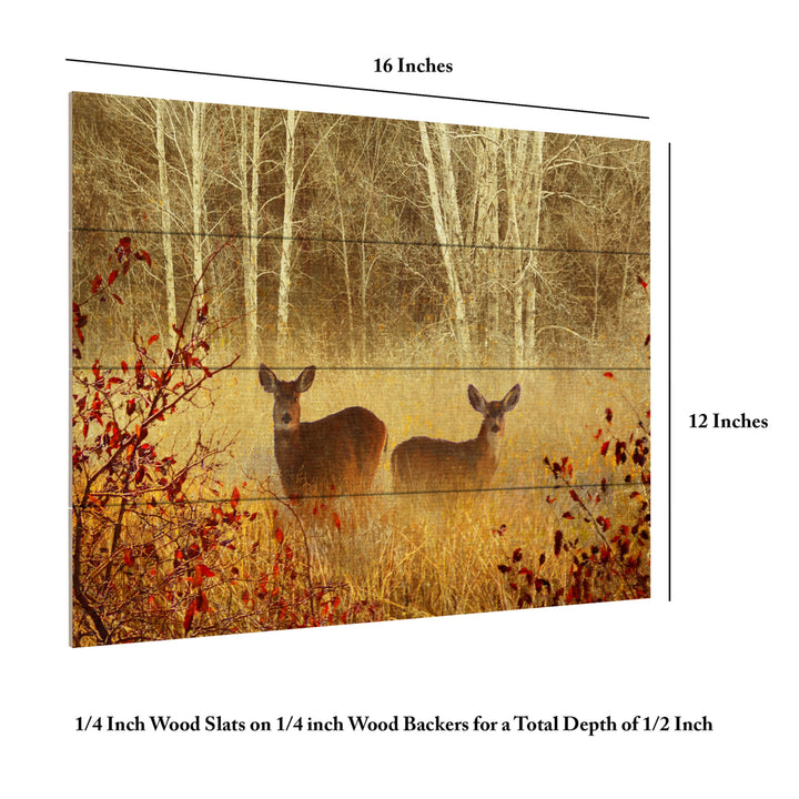 Wall Art 12 x 16 Inches Titled Foggy Deer Ready to Hang Printed on Wooden Planks Image 6