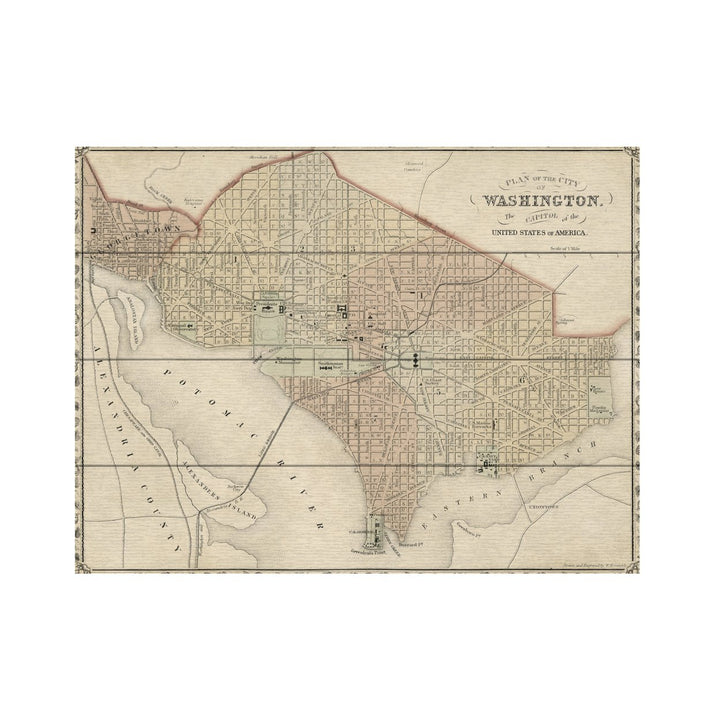 Wall Art 12 x 16 Inches Titled Plan Of Washington Dc Ready to Hang Printed on Wooden Planks Image 2