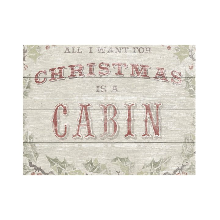 Wall Art 12 x 16 Inches Titled Cabin Christmas Iv Ready to Hang Printed on Wooden Planks Image 2
