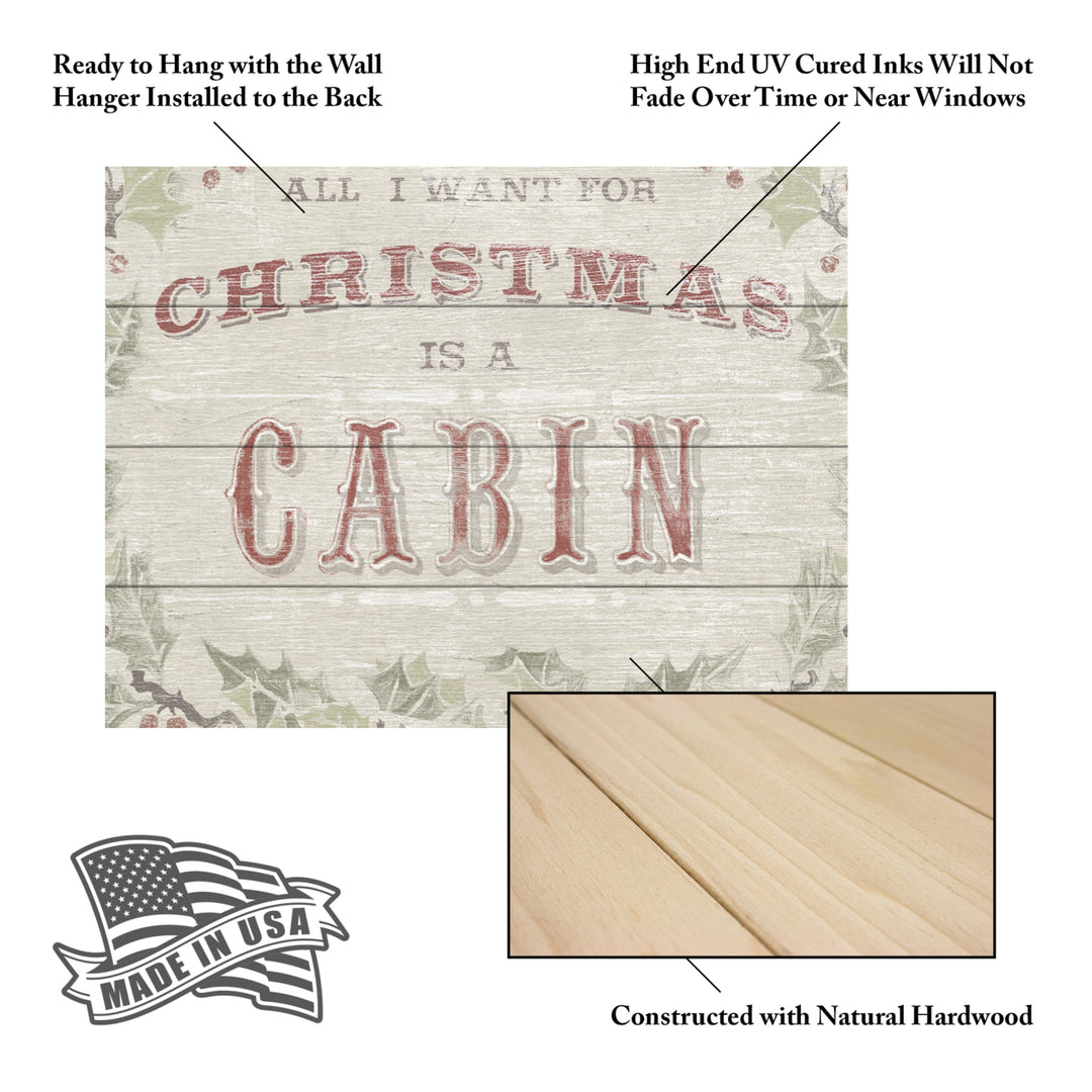 Wall Art 12 x 16 Inches Titled Cabin Christmas Iv Ready to Hang Printed on Wooden Planks Image 5