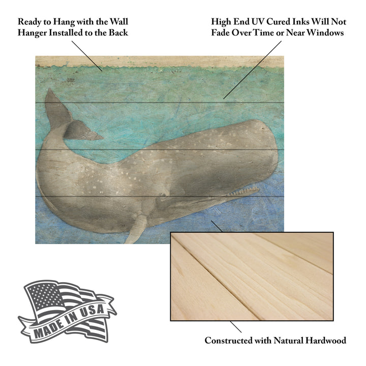 Wall Art 12 x 16 Inches Titled Diving Whale Ii Ready to Hang Printed on Wooden Planks Image 5