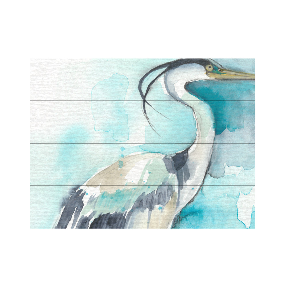 Wall Art 12 x 16 Inches Titled Heron Splash I Ready to Hang Printed on Wooden Planks Image 2