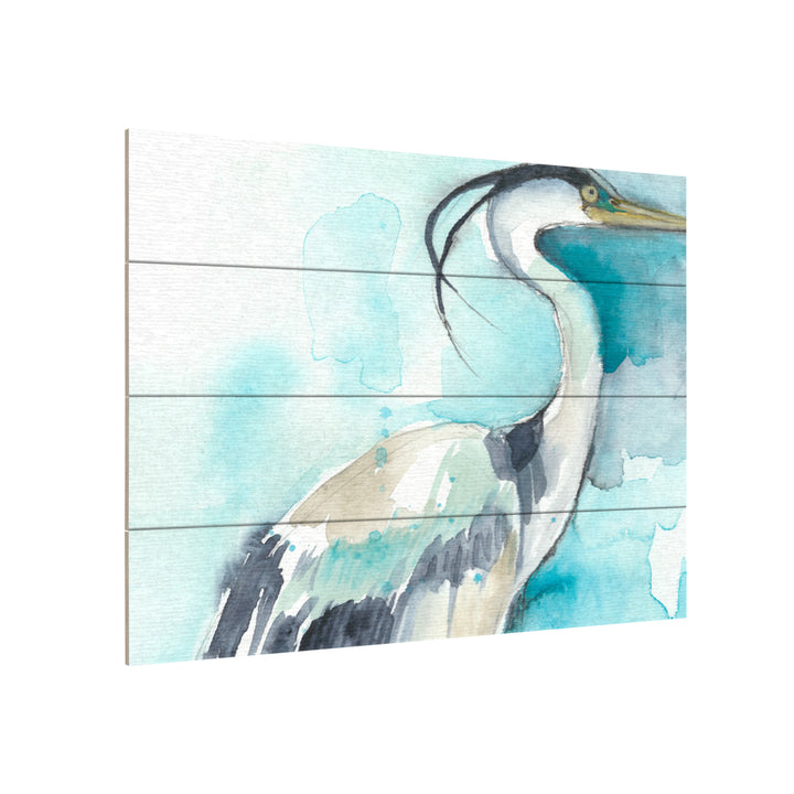Wall Art 12 x 16 Inches Titled Heron Splash I Ready to Hang Printed on Wooden Planks Image 3