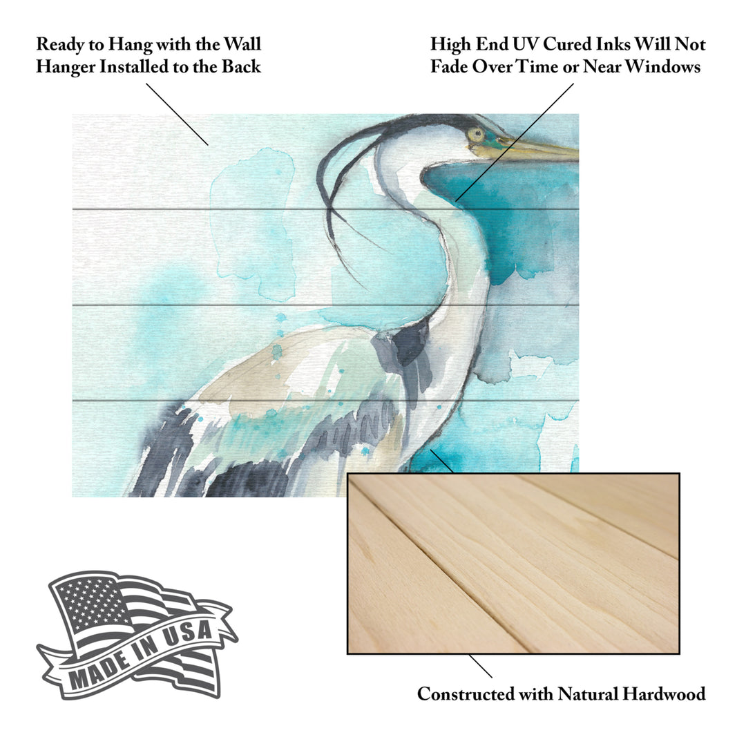 Wall Art 12 x 16 Inches Titled Heron Splash I Ready to Hang Printed on Wooden Planks Image 5