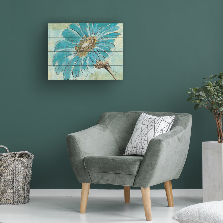 Wall Art 12 x 16 Inches Titled Spa Daisies II Ready to Hang Printed on Wooden Planks Image 1