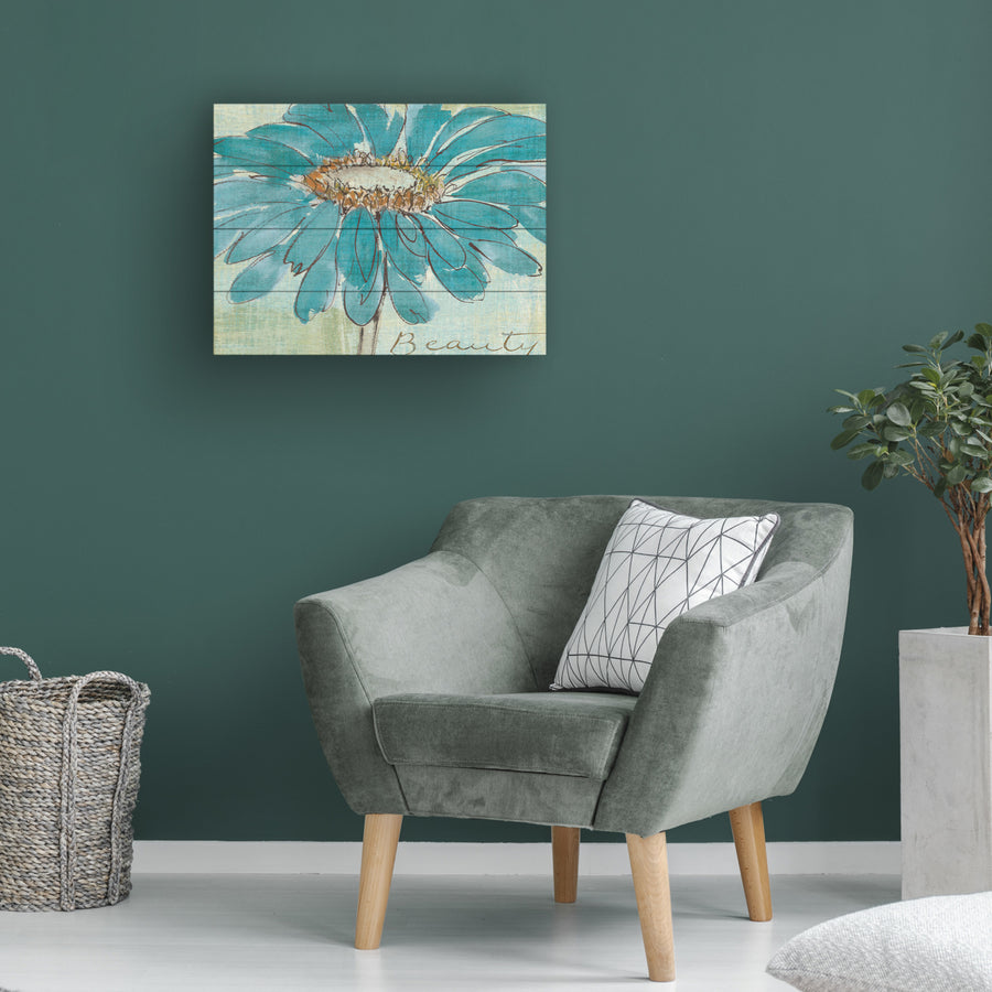 Wall Art 12 x 16 Inches Titled Spa Daisies I Ready to Hang Printed on Wooden Planks Image 1