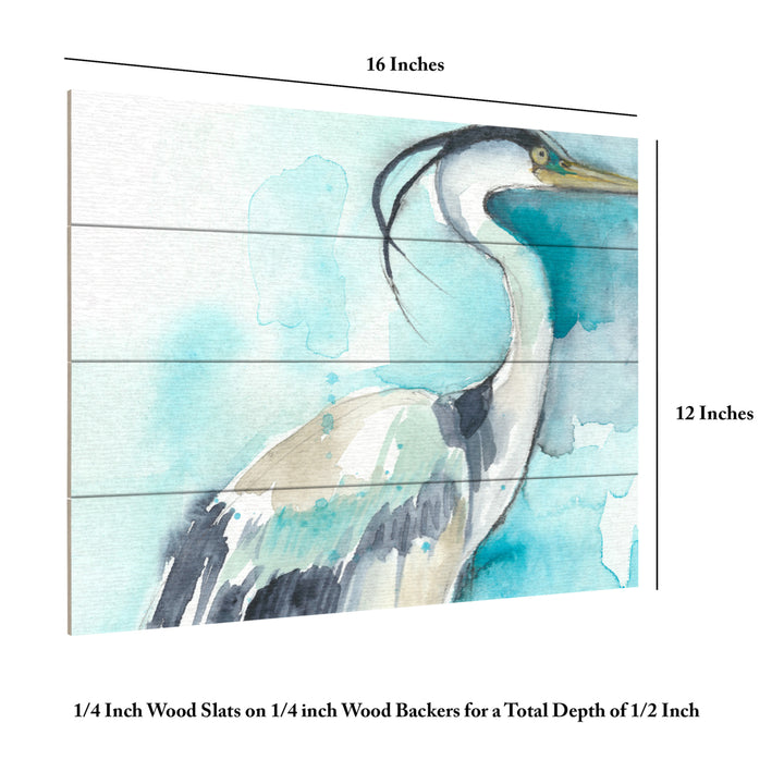 Wall Art 12 x 16 Inches Titled Heron Splash I Ready to Hang Printed on Wooden Planks Image 6