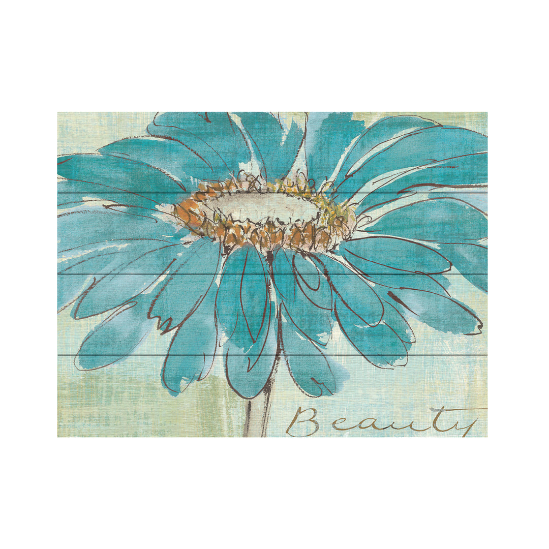 Wall Art 12 x 16 Inches Titled Spa Daisies I Ready to Hang Printed on Wooden Planks Image 2