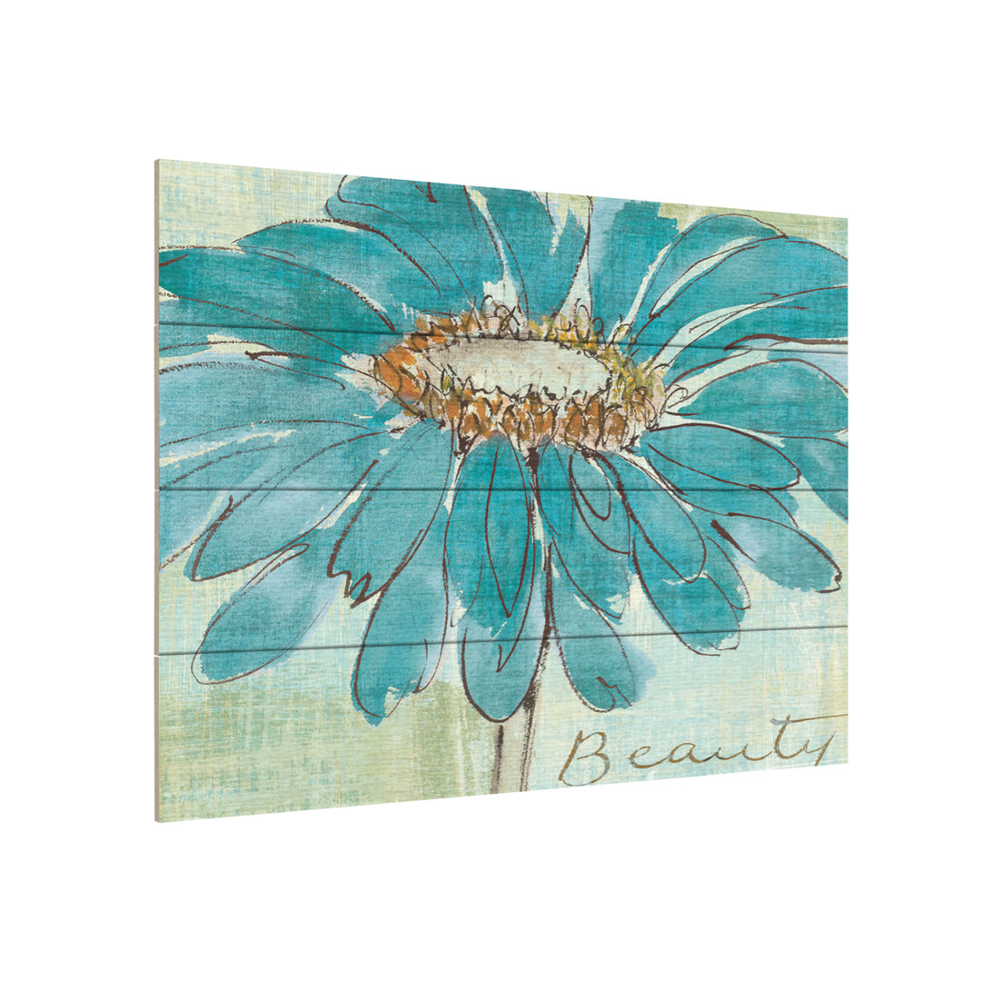 Wall Art 12 x 16 Inches Titled Spa Daisies I Ready to Hang Printed on Wooden Planks Image 3